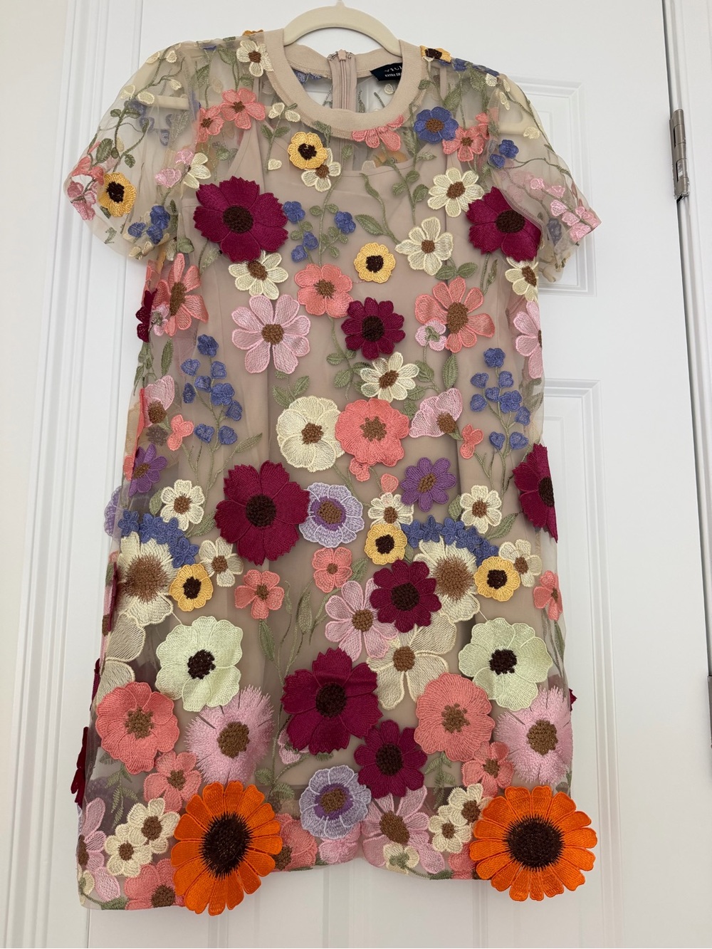 VICI Floral Embroidered Sheer Tunic Dress - Multicolor Flowers, size XS, NWT